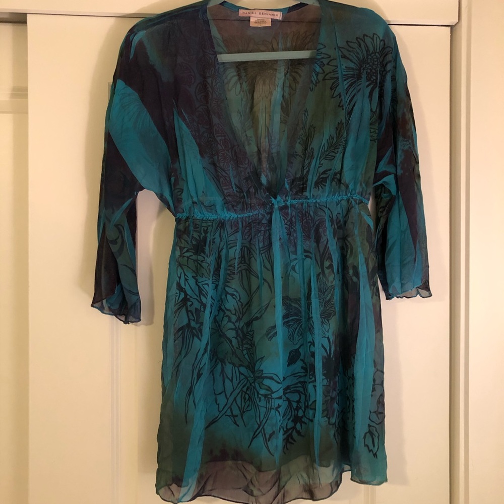 Daniel Benjamin Top- Colorful Sheer Blouse